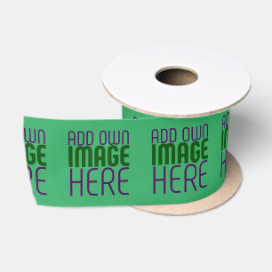 MODERN EDITABLE EMERALD GREEN IMAGE TEXT TEMPLATE SATIN RIBBON