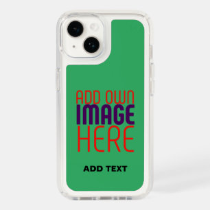 MODERN EDITABLE EMERALD GREEN IMAGE TEXT TEMPLATE SPECK iPhone 14 CASE