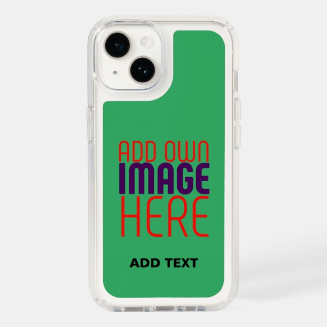 MODERN EDITABLE EMERALD GREEN IMAGE TEXT TEMPLATE SPECK iPhone CASE (Front)