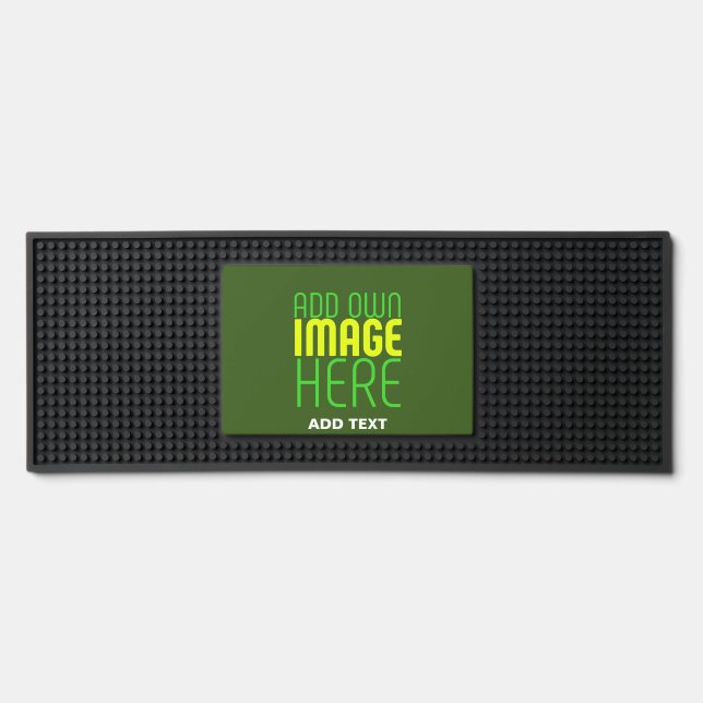 MODERN EDITABLE FOREST GREEN IMAGE TEXT TEMPLATE BAR MAT  (Front)