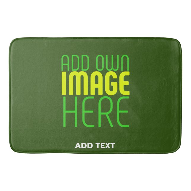 MODERN EDITABLE FOREST GREEN IMAGE TEXT TEMPLATE BATH MAT (Front)
