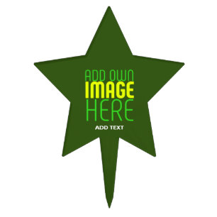 MODERN EDITABLE FOREST GREEN IMAGE TEXT TEMPLATE CAKE TOPPER
