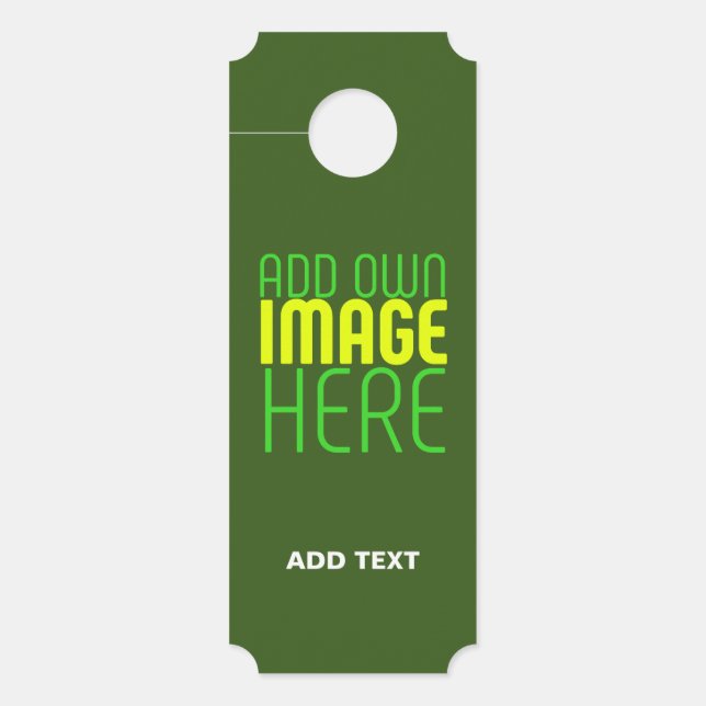 MODERN EDITABLE FOREST GREEN IMAGE TEXT TEMPLATE DOOR HANGER (Front)