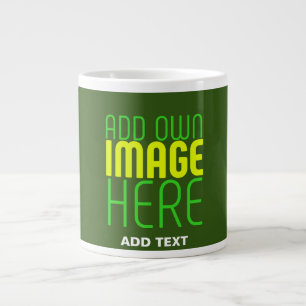 MODERN EDITABLE FOREST GREEN IMAGE TEXT TEMPLATE GIANT COFFEE MUG