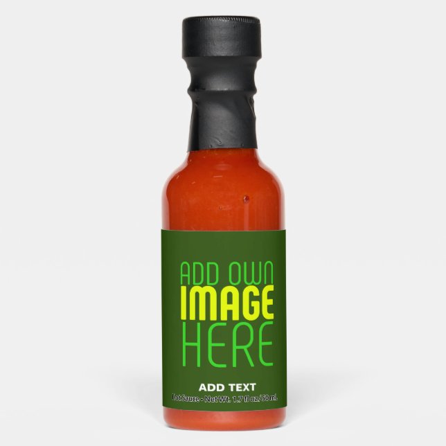 MODERN EDITABLE FOREST GREEN IMAGE TEXT TEMPLATE HOT SAUCES (Front)