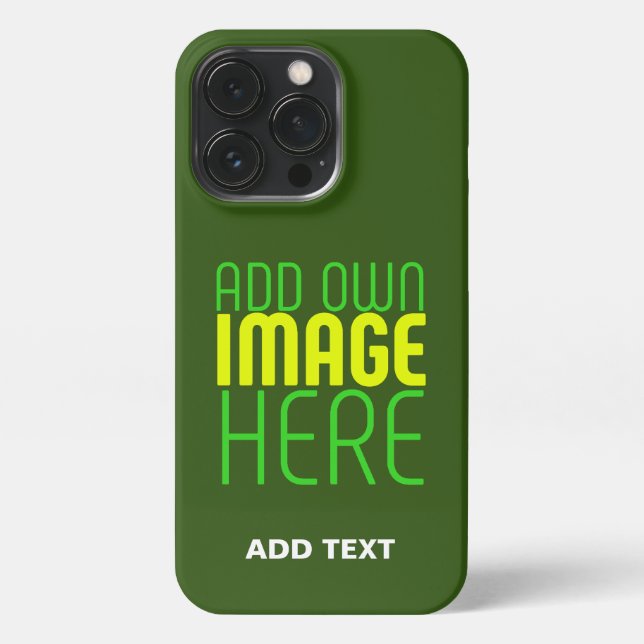 MODERN EDITABLE FOREST GREEN IMAGE TEXT TEMPLATE iPhone CASE (Back)