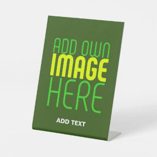 MODERN EDITABLE FOREST GREEN IMAGE TEXT TEMPLATE PEDESTAL SIGN
