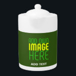 MODERN EDITABLE FOREST GREEN IMAGE TEXT TEMPLATE TEAPOT<br><div class="desc">THIS IS A DESIGN FITTING FOR CUSTOMERS.YOU CAN CHANGE, RESIZE OR ADD LOGO, PHOTO, TEXT AND COLOURS THE WAY YOU WANT.THANK YOU.</div>