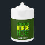 MODERN EDITABLE FOREST GREEN IMAGE TEXT TEMPLATE TEAPOT<br><div class="desc">THIS IS A DESIGN FITTING FOR CUSTOMERS.YOU CAN CHANGE, RESIZE OR ADD LOGO, PHOTO, TEXT AND COLOURS THE WAY YOU WANT.THANK YOU.</div>
