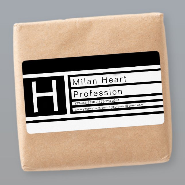Modern Editable Geometric Black & White Label (Creator Uploaded)