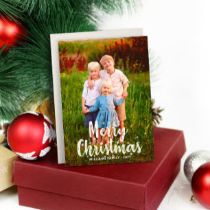 Modern Editable Kids Photo Merry Christmas Holiday Card
