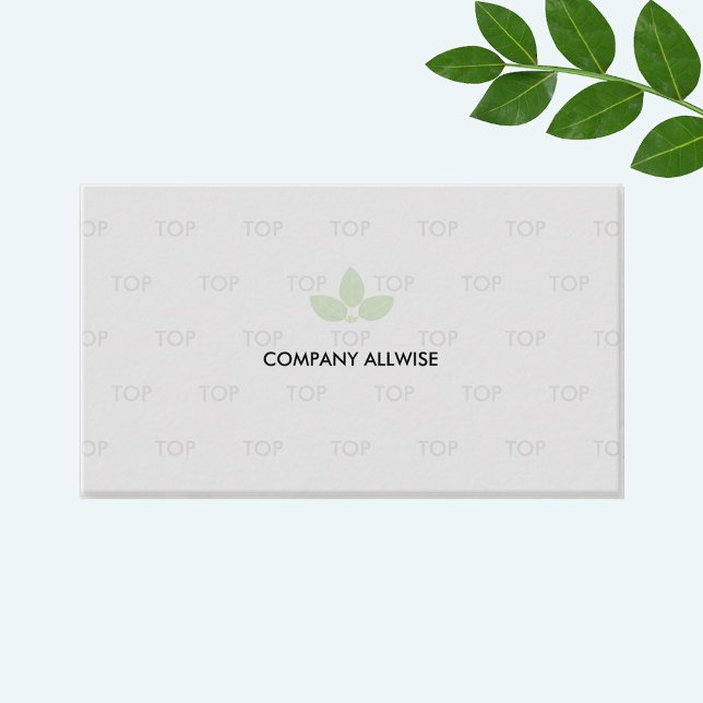 Modern Editable Laurel Logo on Light Gray Business Card (Creator Uploaded)