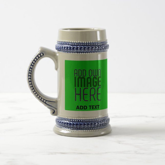 MODERN EDITABLE LIME GREEN IMAGE TEXT TEMPLATE BEER STEIN (Left)