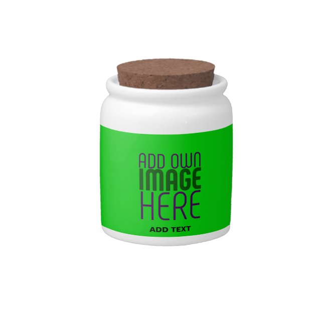 MODERN EDITABLE LIME GREEN IMAGE TEXT TEMPLATE CANDY JAR (Front)