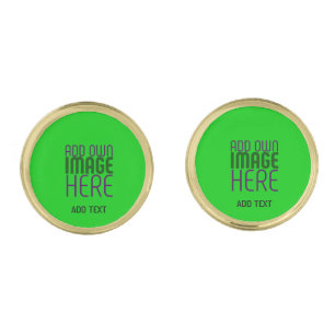MODERN EDITABLE LIME GREEN IMAGE TEXT TEMPLATE CUFFLINKS