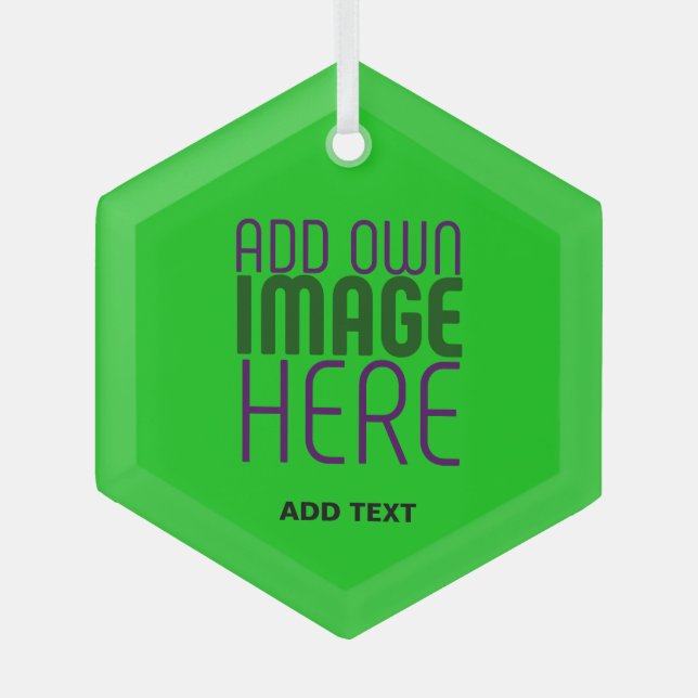  MODERN EDITABLE LIME GREEN IMAGE TEXT TEMPLATE GLASS ORNAMENT (Front)