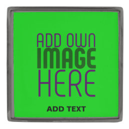 MODERN EDITABLE LIME GREEN IMAGE TEXT TEMPLATE GUNMETAL FINISH LAPEL PIN