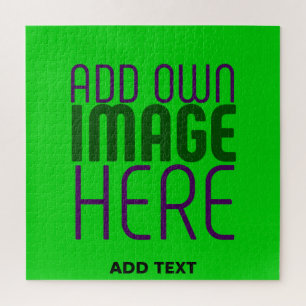 MODERN EDITABLE LIME GREEN IMAGE TEXT TEMPLATE JIGSAW PUZZLE