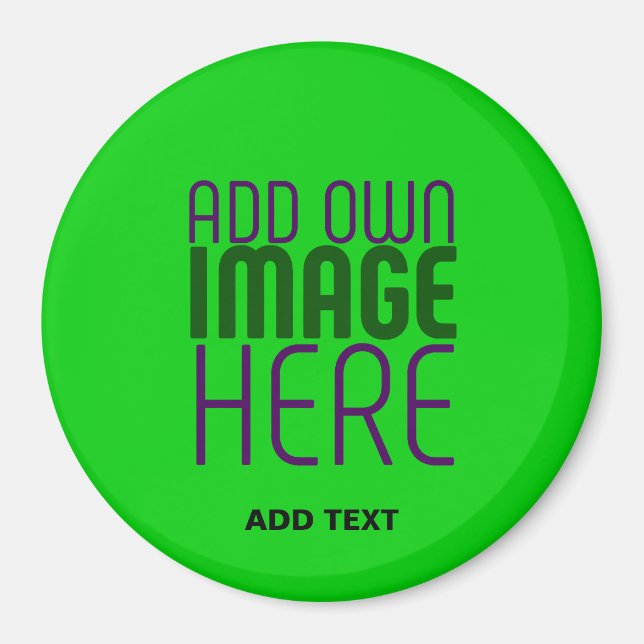 MODERN EDITABLE LIME GREEN IMAGE TEXT TEMPLATE MAGNET (Front)