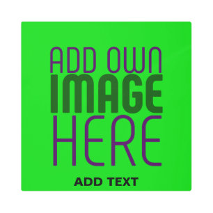 MODERN EDITABLE LIME GREEN IMAGE TEXT TEMPLATE METAL PRINT