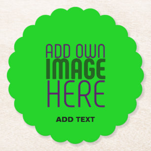 MODERN EDITABLE LIME GREEN IMAGE TEXT TEMPLATE PAPER COASTER