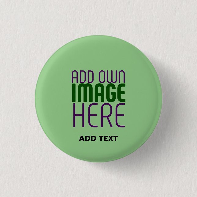 MODERN EDITABLE MINT GREEN IMAGE TEXT TEMPLATE BUTTON (Front)