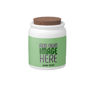 MODERN EDITABLE MINT GREEN IMAGE TEXT TEMPLATE CANDY JAR