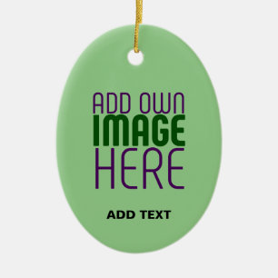  MODERN EDITABLE MINT GREEN IMAGE TEXT TEMPLATE CERAMIC ORNAMENT