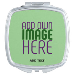 MODERN EDITABLE MINT GREEN IMAGE TEXT TEMPLATE COMPACT MIRROR