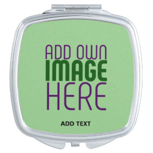 MODERN EDITABLE MINT GREEN IMAGE TEXT TEMPLATE COMPACT MIRROR