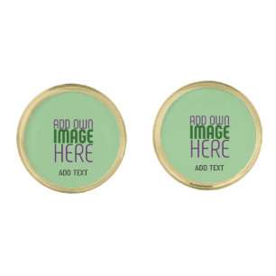 MODERN EDITABLE MINT GREEN IMAGE TEXT TEMPLATE CUFFLINKS