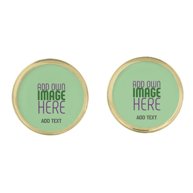 MODERN EDITABLE MINT GREEN IMAGE TEXT TEMPLATE CUFFLINKS (Front)