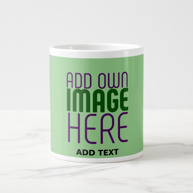 MODERN EDITABLE MINT GREEN IMAGE TEXT TEMPLATE GIANT COFFEE MUG (Front)
