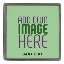 MODERN EDITABLE MINT GREEN IMAGE TEXT TEMPLATE GUNMETAL FINISH LAPEL PIN
