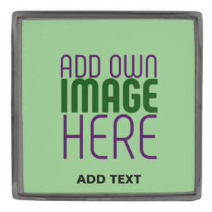 MODERN EDITABLE MINT GREEN IMAGE TEXT TEMPLATE GUNMETAL FINISH LAPEL PIN