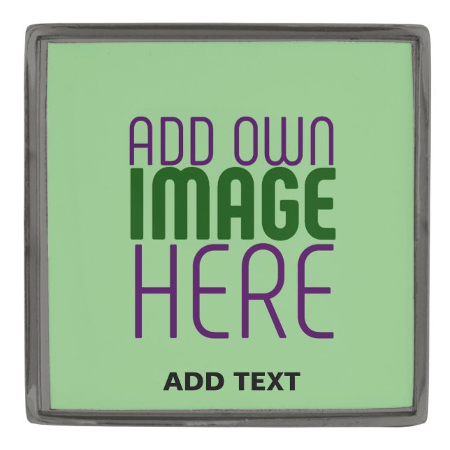 MODERN EDITABLE MINT GREEN IMAGE TEXT TEMPLATE GUNMETAL FINISH LAPEL PIN (Front)