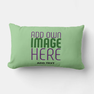 MODERN EDITABLE MINT GREEN IMAGE TEXT TEMPLATE LUMBAR PILLOW