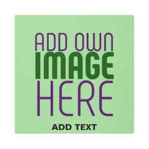 MODERN EDITABLE MINT GREEN IMAGE TEXT TEMPLATE METAL PRINT