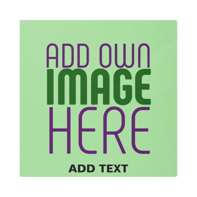 MODERN EDITABLE MINT GREEN IMAGE TEXT TEMPLATE METAL PRINT (Front)
