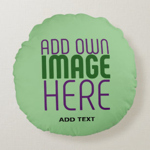 MODERN EDITABLE MINT GREEN IMAGE TEXT TEMPLATE ROUND PILLOW