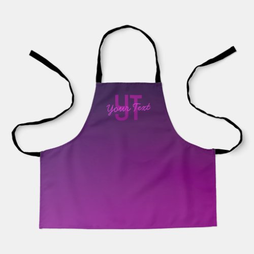 Modern Editable Monogrammed Text  Purple Ombre  Apron