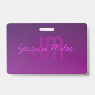 Modern Editable Monogrammed Text & Purple Ombre  Badge