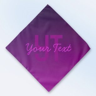 Modern Editable Monogrammed Text & Purple Ombre  Bandana