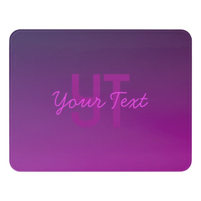 Modern Editable Monogrammed Text & Purple Ombre  Door Sign (Contemporary Front)