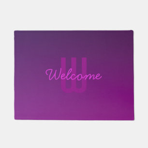 Modern Editable Monogrammed Text & Purple Ombre Doormat
