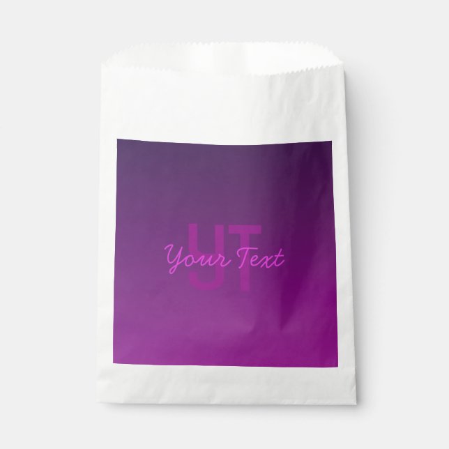 Modern Editable Monogrammed Text & Purple Ombre  Favor Bag (Front)