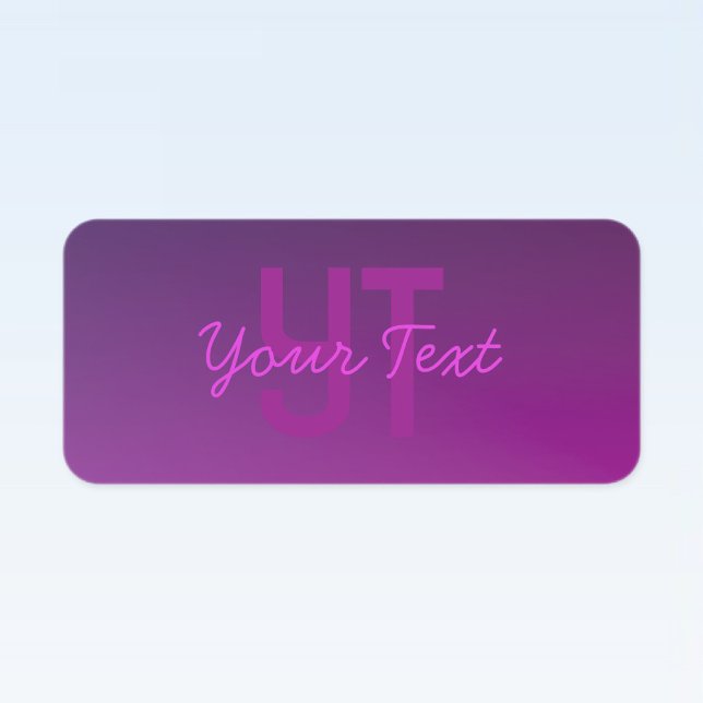 Modern Editable Monogrammed Text & Purple Ombre  Labels (Creator Uploaded)