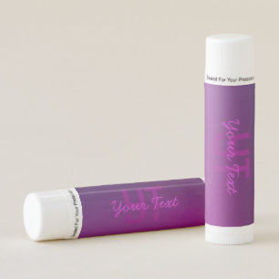 Modern Editable Monogrammed Text & Purple Ombre  Lip Balm