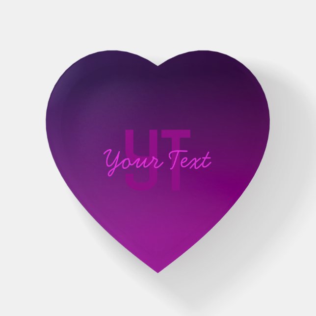 Modern Editable Monogrammed Text & Purple Ombre  Paperweight (Front)