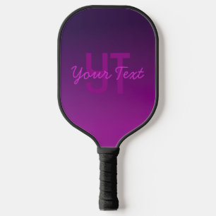Modern Editable Monogrammed Text & Purple Ombre Pickleball Paddle